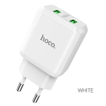 Hoco 2x USB-A Wall Adapter White (18W N6 Charmer)