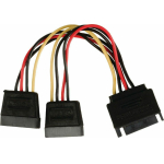 Powertech S-ATA 15pin male - 2x S-ATA 15pin female Cable